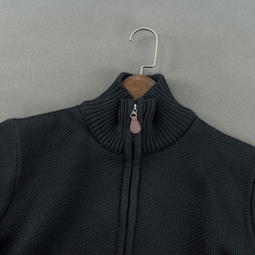 原 美国单 秋冬商务休闲开衫毛衣加绒加厚半高领针织衫拉链外套男 - 图0