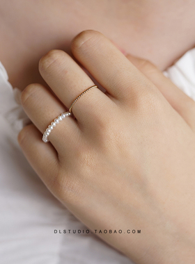 手工美国包金叠戴天然戒指