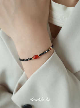 弹力手链手链黑尖晶新款新中式女