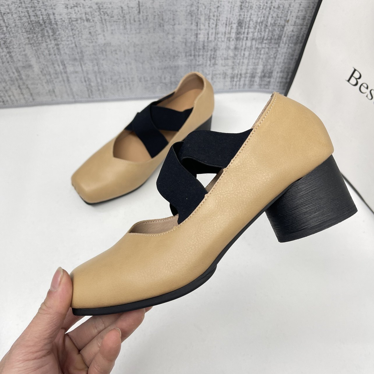 单鞋女芭蕾舞鞋5cm中跟方头复古浅口猪鼻子交叉带玛丽珍软底舞鞋,淘宝优惠券,粉丝福利购,淘宝优惠卷