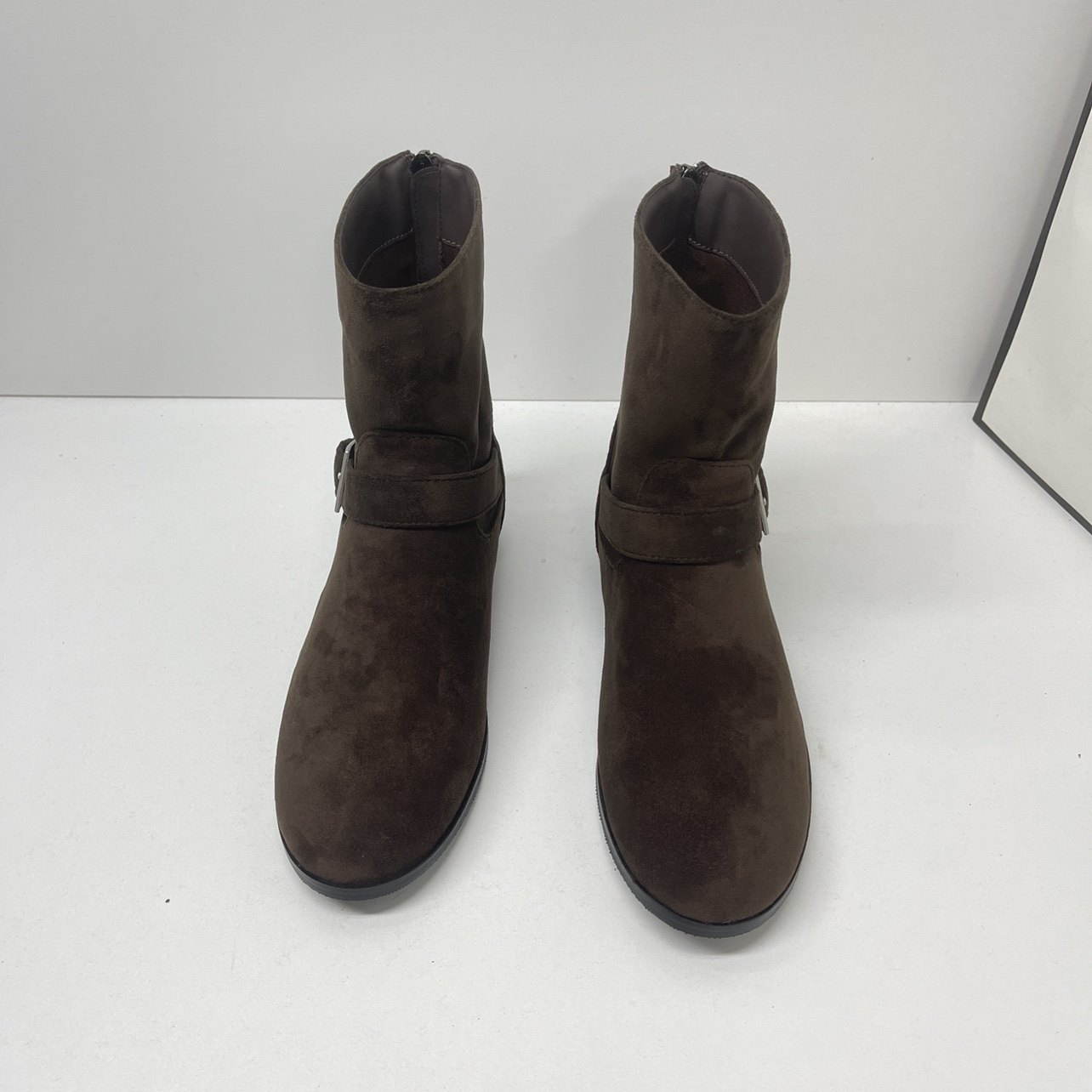 2025秋冬小众套筒短靴内增高皮带扣马丁靴女法式显瘦绒面西部靴,淘宝优惠券,粉丝福利购,淘宝优惠卷