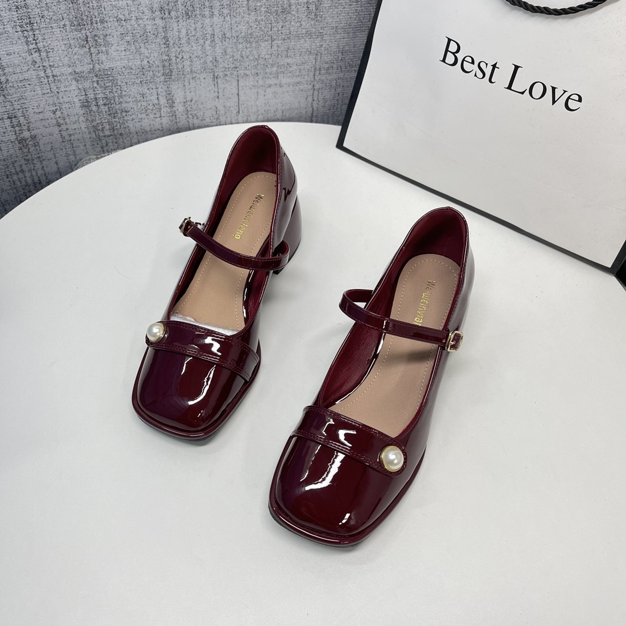 复古一字带扣玛丽珍鞋2025春秋方头浅口粗跟单鞋女漆皮珍珠高跟鞋,淘宝优惠券,粉丝福利购,淘宝优惠卷