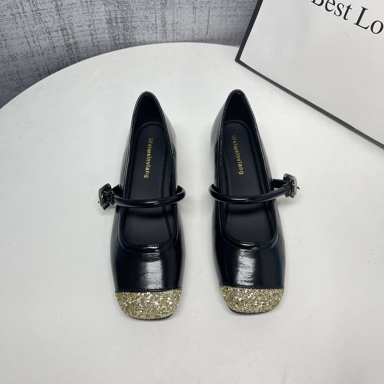 隐形内增高4CM浅口单鞋女2025秋季拼接平底方头小个子玛丽珍女鞋,淘宝优惠券,粉丝福利购,淘宝优惠卷