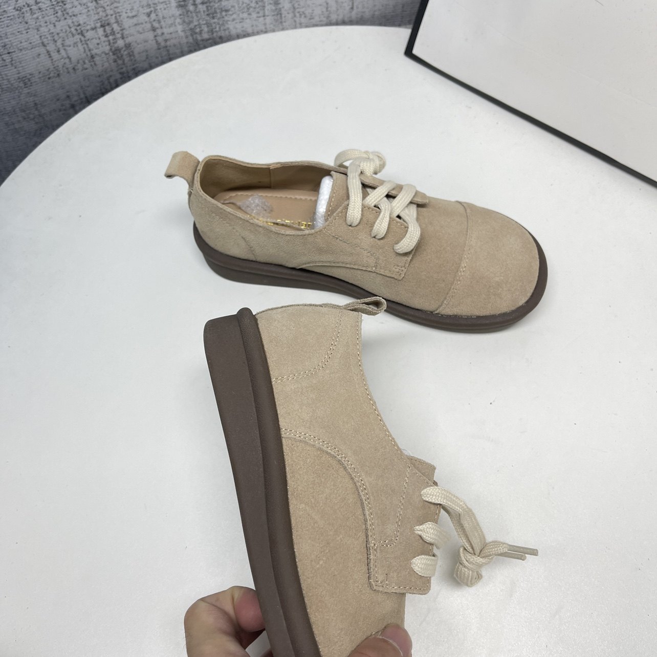 复古森系勃肯鞋女2025年春秋新款丑萌系带平底单鞋磨砂软底豆豆鞋,淘宝优惠券,粉丝福利购,淘宝优惠卷