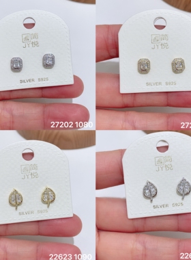 简悦银饰s925通体银新品精致简约通勤百搭锆石耳钉耳环女耳饰