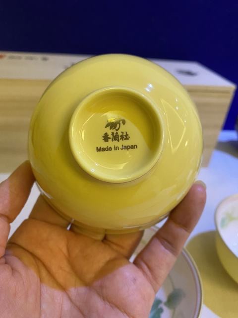 日本进口金标香兰社稀有柠檬黄茶杯主人杯五杯为一套-图2