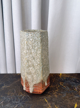 日本制 清水保孝作品 橘吉签名花瓶 花器 人间guo宝 诧寂风