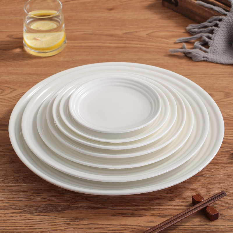 陶瓷三线边圆盘6寸至14寸商用家用圆浅盘西餐盘摆拍盘寿司盘平盘 - 图2