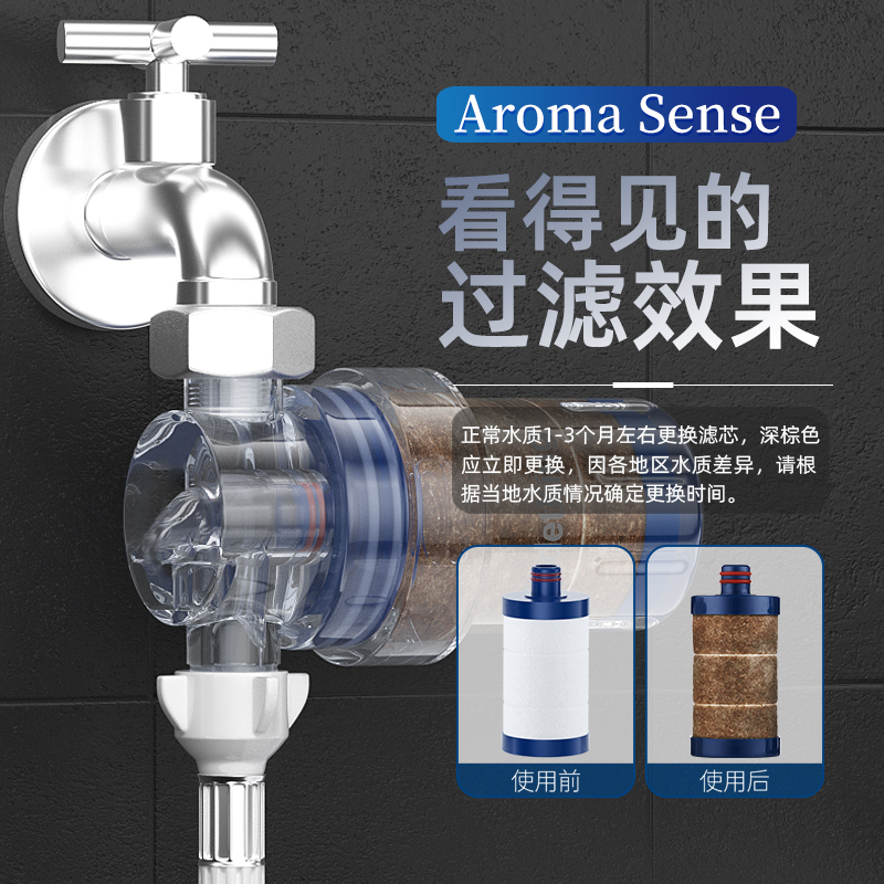 AromaSense淋浴前置过滤器净水除水垢除锈除杂自来水净化通用家用 - 图1