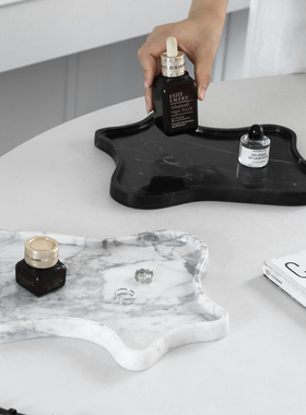 北欧风天然大理石托盘桌面