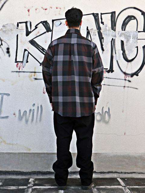 Chicaro oversized street plaid shirt with long lapel