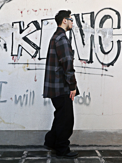 Chicaro oversized street plaid shirt with long lapel