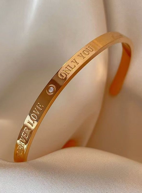 欧美简约钛钢情侣玫瑰金色时尚男女开口钢钛百搭开口手镯时尚百搭