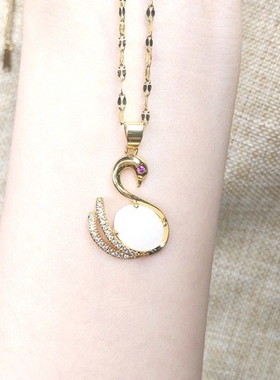 蛋面白色和田玉优雅小天鹅气质时尚百搭热卖礼物锁骨链正圆项链