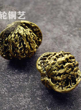 黄铜实心古玩健身手把件乾坤核桃镇纸摆件文玩配件工艺礼品摆件
