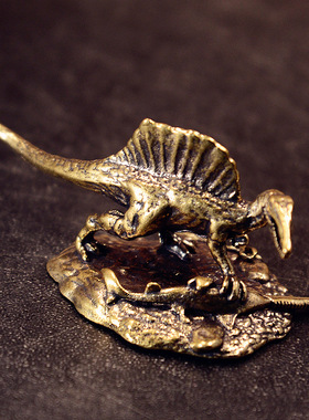 纯黄铜侏罗纪工艺品客厅办公室家居创意桌面小摆件手把件