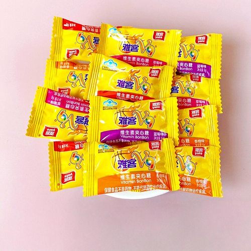 雅客V9夹心硬糖 500g散装喜糖办公零食年货9种维生素糖果保健食品 - 图2