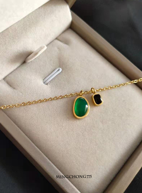 18k钛钢椭圆海蓝宝绿异形玛瑙