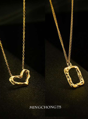 不掉色18k金钛钢爱心女ins项链