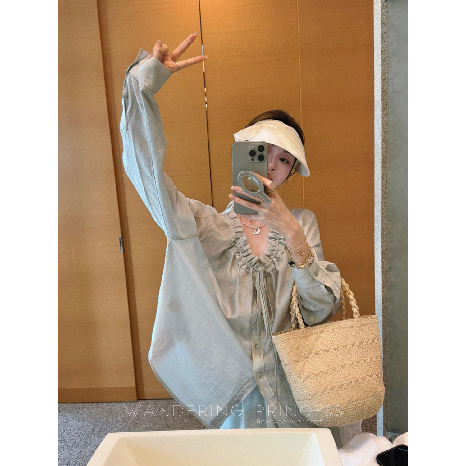 钱美西天丝亚麻环葆酵洗对丝抽褶夏季薄款防晒蓝色衬衫短裤套装女,淘宝优惠券,粉丝福利购,淘宝优惠卷