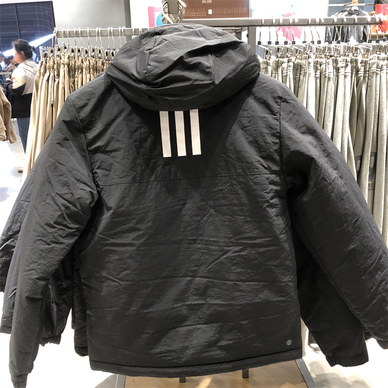 正品Adidas/阿迪达斯男装户外夹棉外套休闲连帽保暖棉服 HT8715-图0