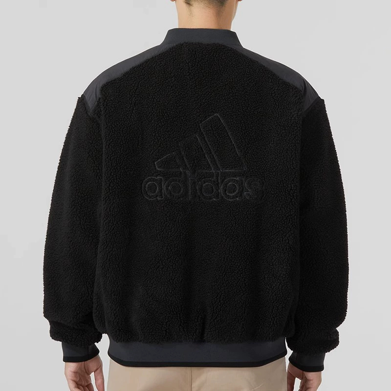 正品Adidas阿迪达斯冬季外套男子保暖棉服仿羊羔绒休闲夹克IL8919-图2