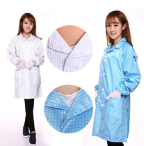 Anti-static clothes plaid breathable work clothes large-coat dust-proof grid split blouses food Foxcondust-free work clothes