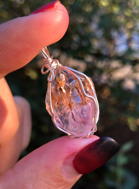 diy天然高等级水晶锁骨链吊坠