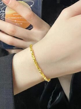18K金色亮片圆珠弹力手链