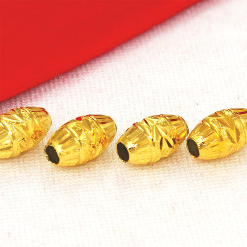 椭圆珠DIY散珠18K黄金转运珠金珠子 路路通磨砂手链脚链项链配件 - 图2