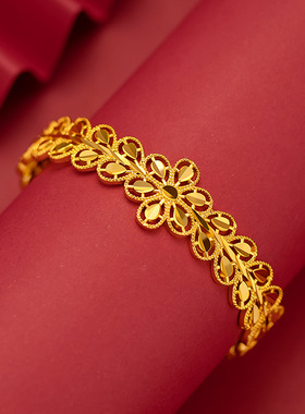 花朵手镯金色黄金开口色