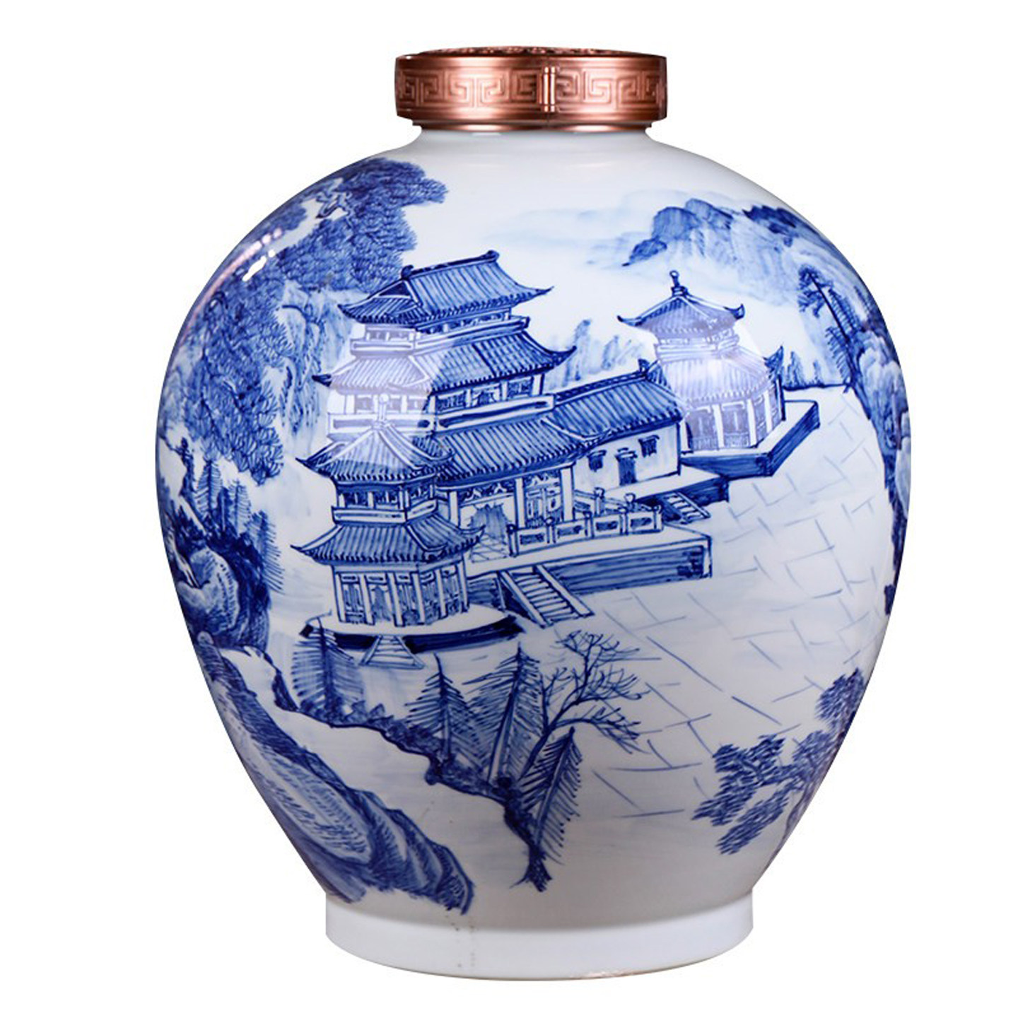 景德镇陶瓷酒瓶 五十斤装手绘青花江山多娇密封空酒坛 50斤装酒罐