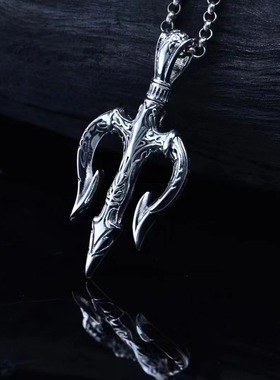 吊坠925银 NO115海王三叉戟吊坠时尚复古小众欧美百搭设计感款