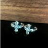 925 silver synthetic zircon ring E389 retro aged silver full diamond iris cross ear cuff