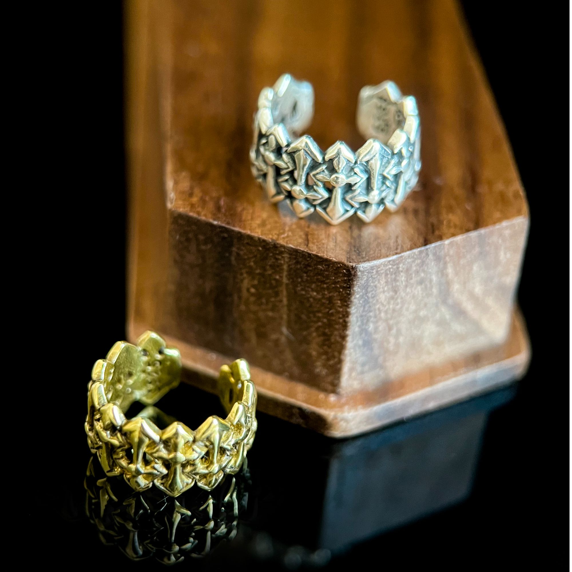 925 silver earrings E312 silver punk style ear cuff old retro trendy card ring Japanese and Korean gold
