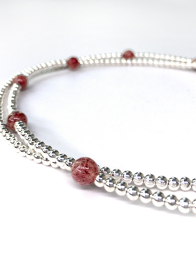 原创高端925银月光石草莓晶挂链