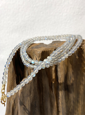 泰国佛牌链子女款天然拉长石包金