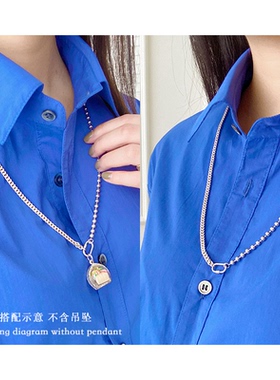 原创925银欧美范项链挂链佛牌链长银链链条银毛衣链不规则男女款