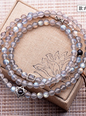 天然月光石闪光石原创佛牌挂坠链