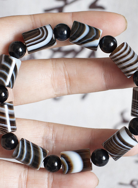 天然缠丝玛瑙手链桶珠路路通民族风男款情侣生日礼物水晶天眼天珠