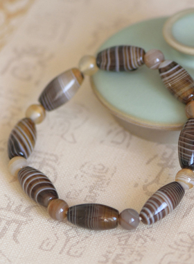 女缠丝玛瑙水晶天眼天珠一线药师