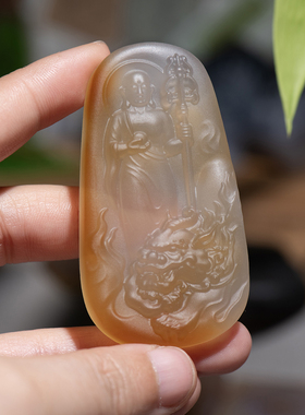 天然玛瑙地藏王菩萨佛公吊坠护符