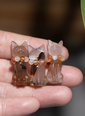 天然玛瑙公主露娜猫可爱吊坠