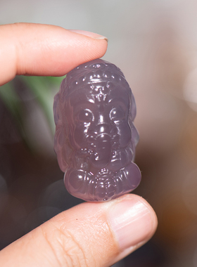 天然帝王紫玛瑙象神招财吊坠