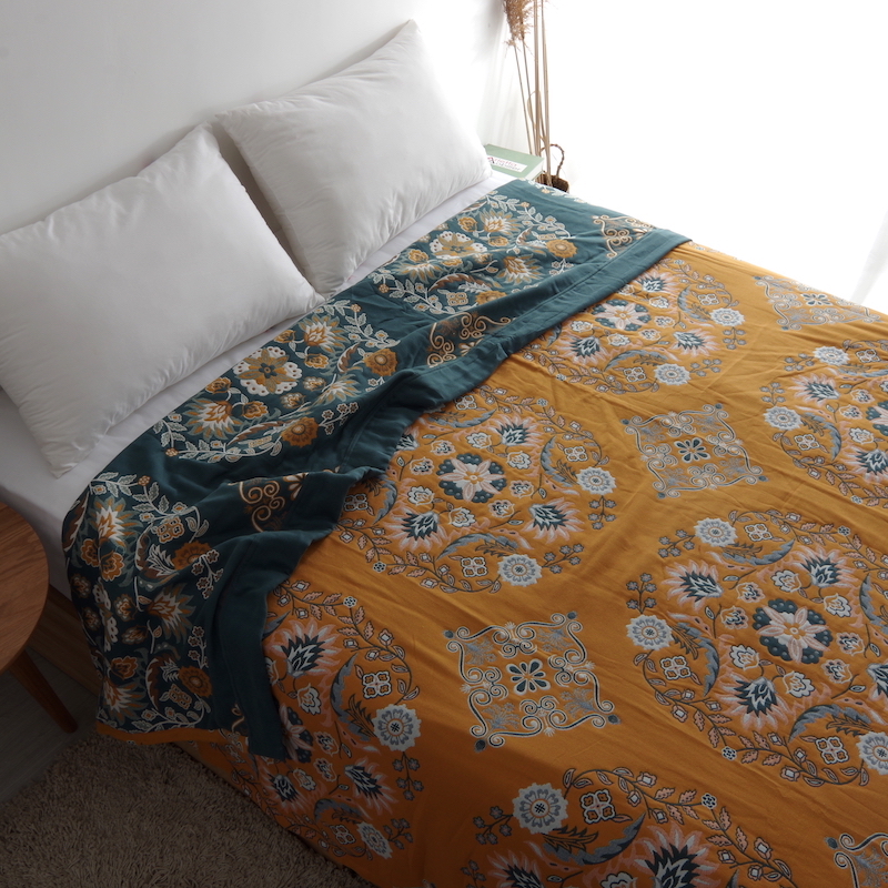 纯棉毛巾被全棉纱布床盖毯欧式双人床单加大铺盖毯子沙发巾空调毯 - 图1