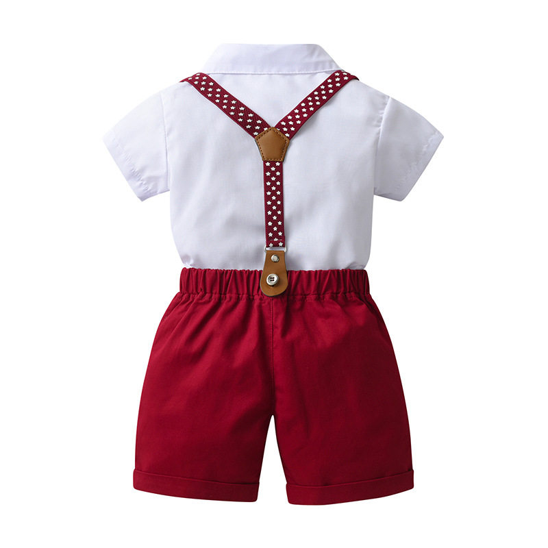 男童参加婚礼服装宝宝红色抓周礼服套装生日宴会花童西服春秋夏款
