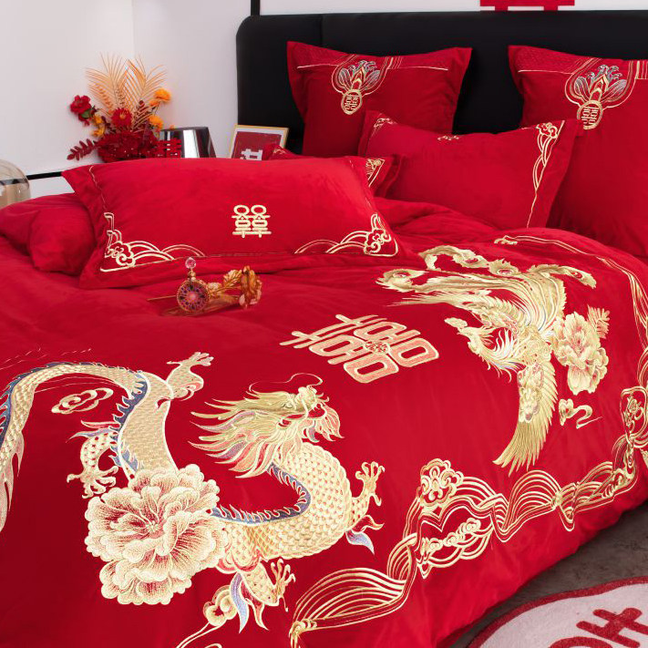 高端婚庆牛奶绒四件套结婚大红色冬季宝宝绒被套喜庆新婚床上用品,淘宝优惠券,粉丝福利购,淘宝优惠卷