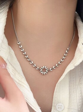 s925纯银ins风花朵项链女高级感