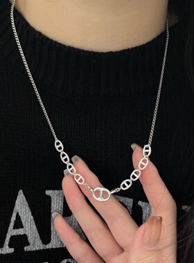 s925纯银精致百搭猪鼻子项链女