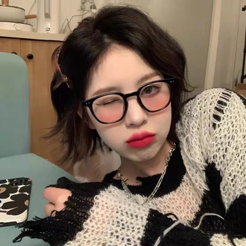 黑框腮红眼睛框镜架女ins风渐变素颜神器大脸显瘦可配度数近视镜 - 图2